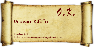 Oravan Kán névjegykártya
